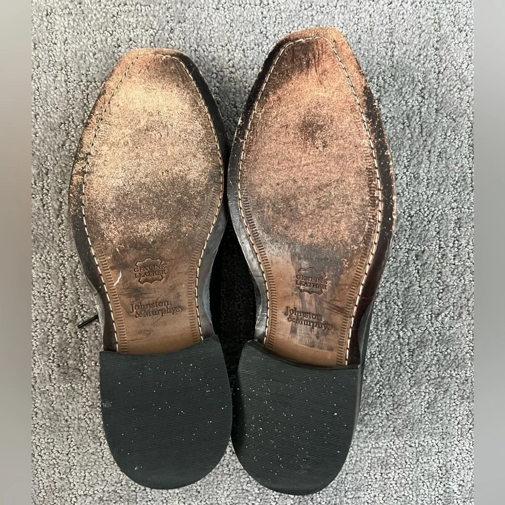 Johnston & Murphy Black Leather Wingtip Oxfords